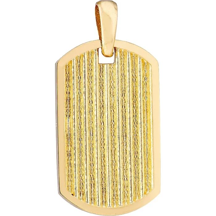 Olas d’Oro Necklace – 14K Yellow Gold Ribbed Dog Tag Pendant