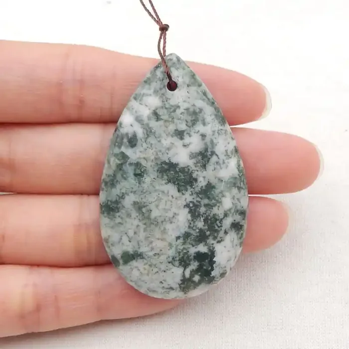 ON SALE 87.5cts Natural Moss Agate Pear Shape Pendant