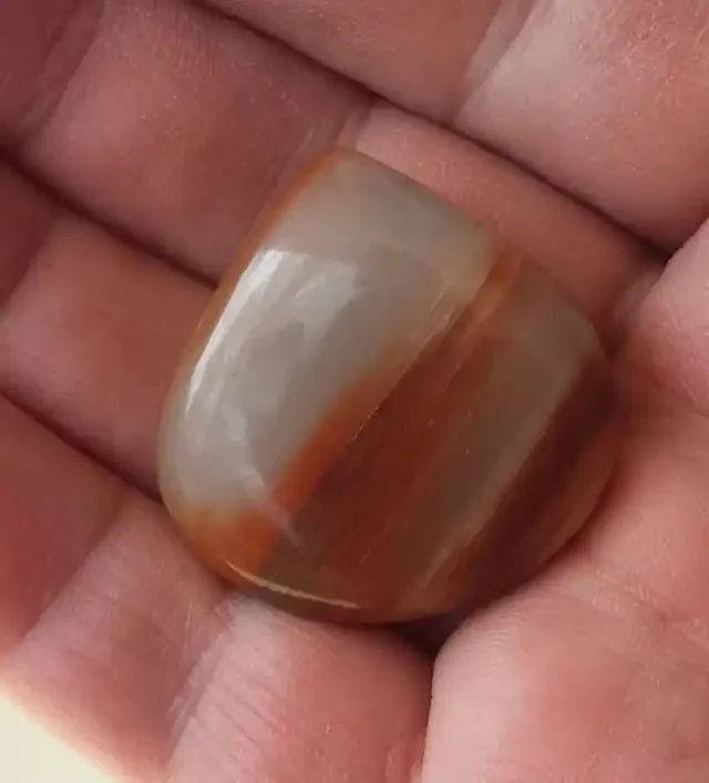 ORANGE AND WHITE BANDED LAKE SUPERIOR AGATE CABOCHON 74CTW