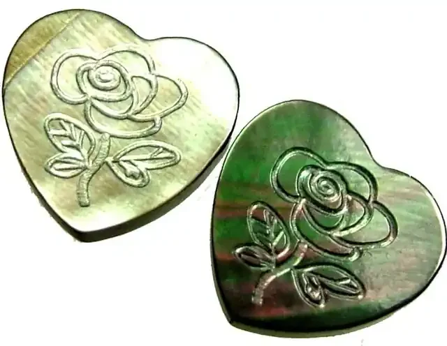 PAIR MOTHER OF PEARL CARVED HEARTS – 4.95 CTS [PF 1280]
