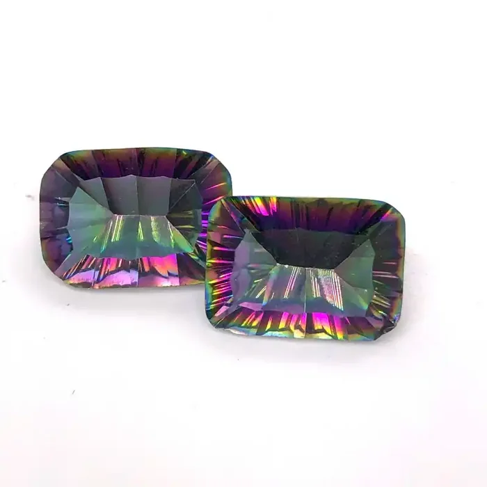 Pair Mystic Quartz Gemstone Cushion Cut OMR 452