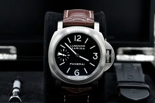 Panerai PAM 177 44mm Titanium Luminor Marina Brown Strap with Box and Papers