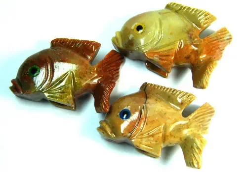 PARCEL 3 CUTE FISH ROCK CARVINGS FROM PERU AAA 1031