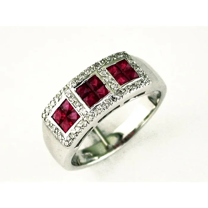 Passion’s Embrace: Royal 14K White Gold Ruby & Diamond Ring