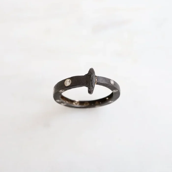 Pat Flynn Iron Diamond Sprinkle Nail Ring