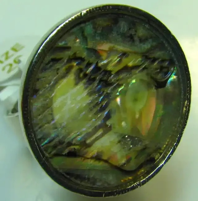 PAUA SHELL ELECTRO PLATED SILVER RING SIZE 20