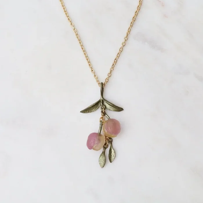 Peach Tree Pendant Necklace