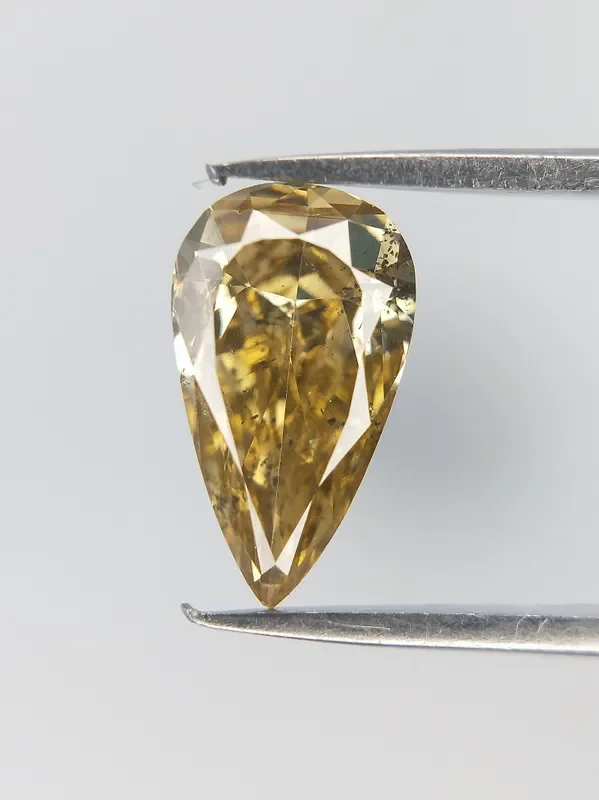 Pear Brilliant Cut Brownish GreenishYellow Diamond 0.48 cts ,