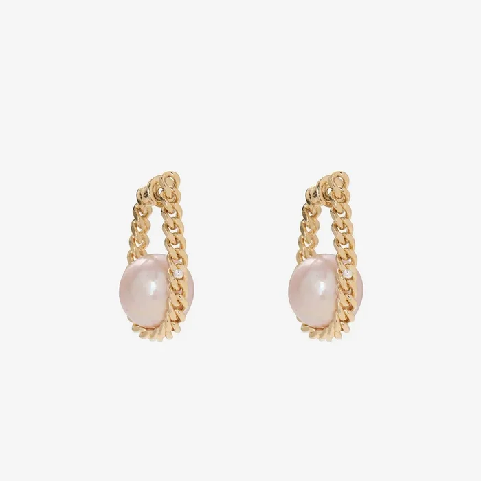 Pearl Cradle Earrings in Gold
