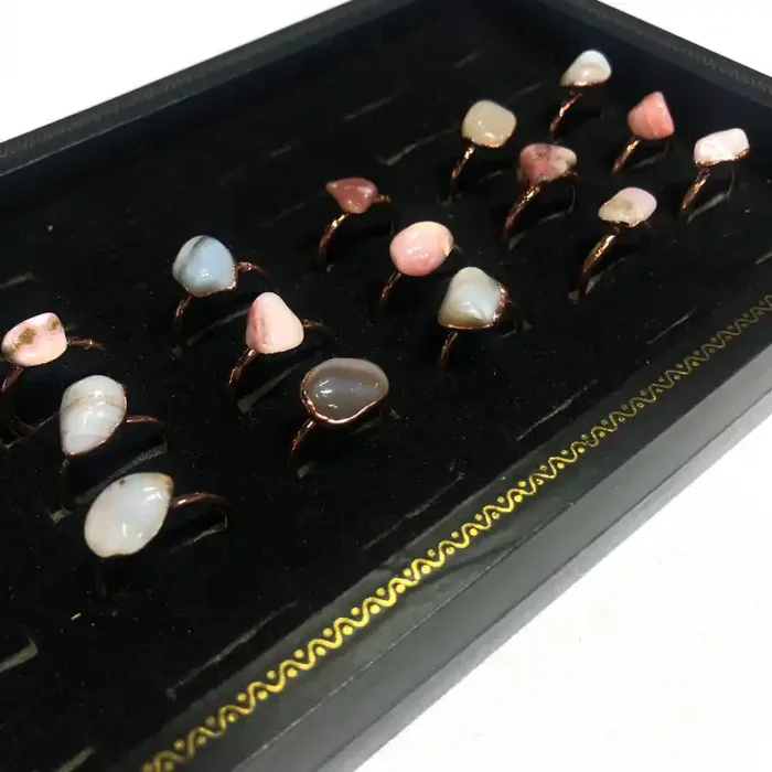 Peru Opal in Electroformed Copper rings 15 pcs – BR 1538