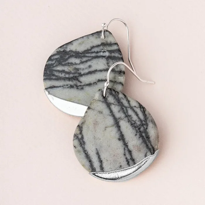Picasso Jasper Silver Dipped Teardrop Earring