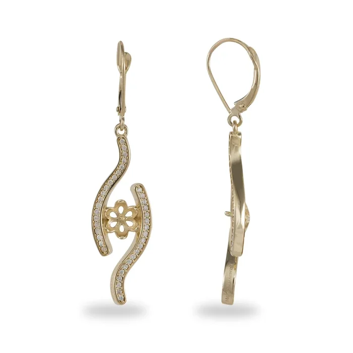 Pick A Pearl Earrings with Diamonds in Gold – 30mm