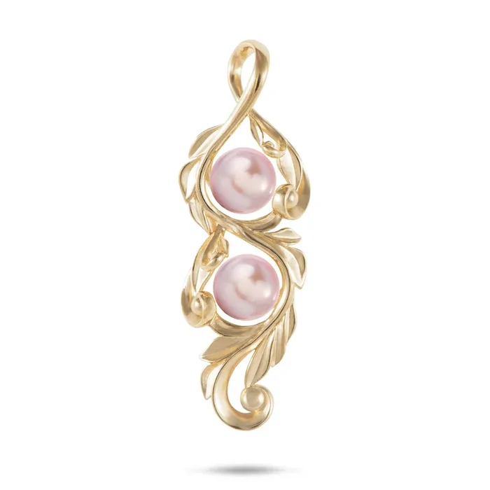 Pick A Pearl Maile Scroll Pendant in Gold – 41mm