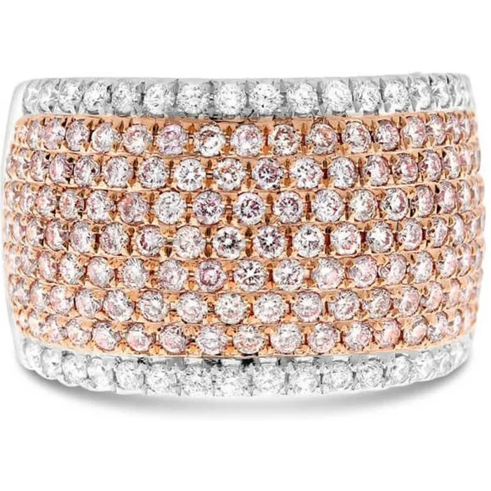 Pink Diamond Dome Cigar Band Ring 18K