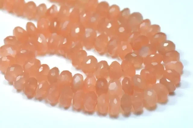 pink moonstone beads rondelle faceted 16 inch line