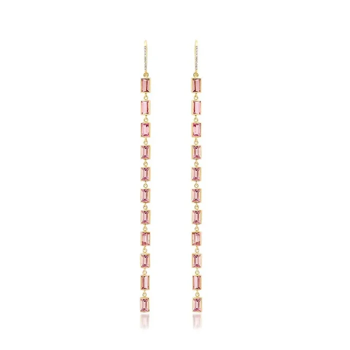Pink Tourmaline Cascade Earrings