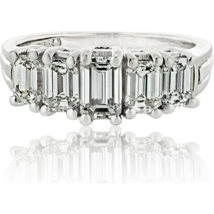 Platinum 2.00 Total Carat Weight Five Stone Emerald Cut Ring of Eternal Devotion