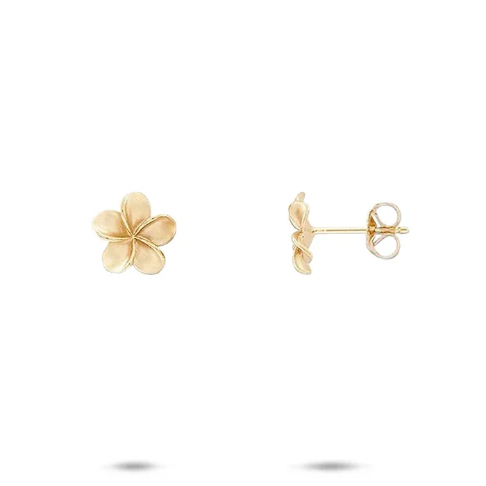 Plumeria Earrings in Gold – 9mm