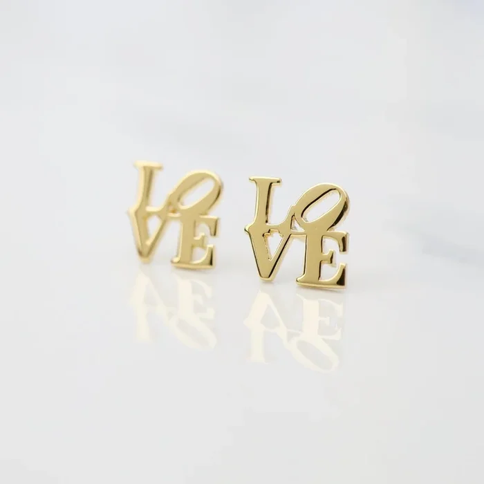 Polished Gold Vermeil LOVE Stud Earrings