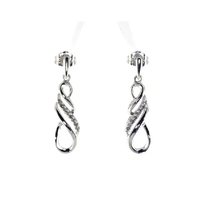 Pre-Owned Kay 1/10ct tw Diamond Drop Earrings in 10k White Gold