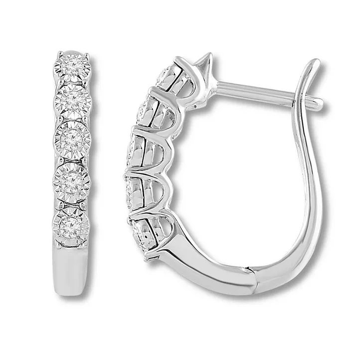 Pre-Owned Kay 1/10ct tw Diamond Huggie Earrings in Sterling Silver