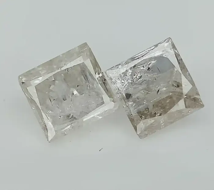 , Princess Brilliant Cut Champagne Diamonds 2PCS /0.42 cts
