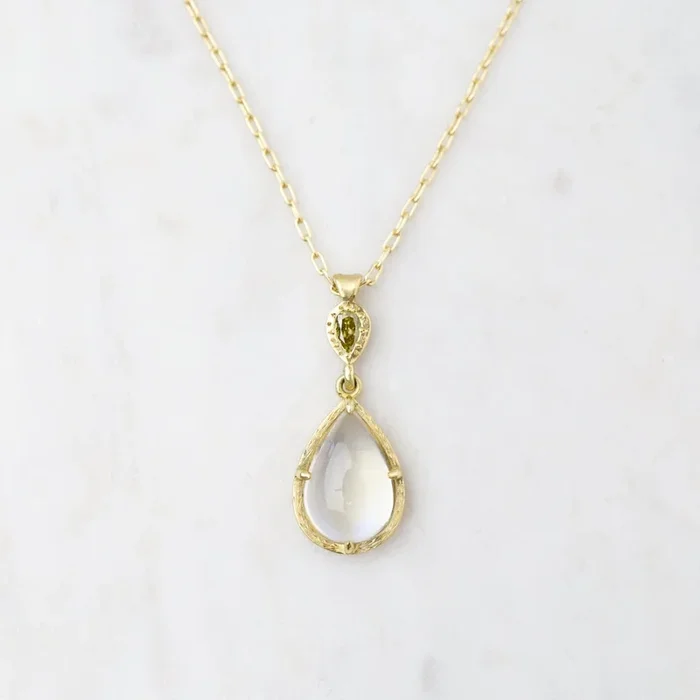 Prong Pear Moonstone Necklace