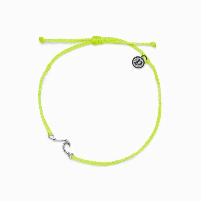 Pura Vida Shoreline Anklet Silver ~ Neon Yellow