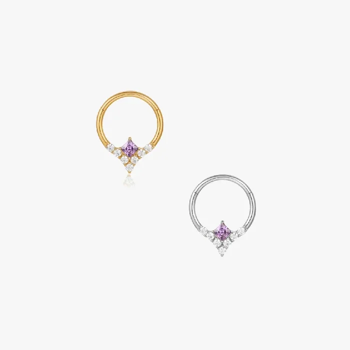 Purple Gem Lila Titanium Hoop (Single)