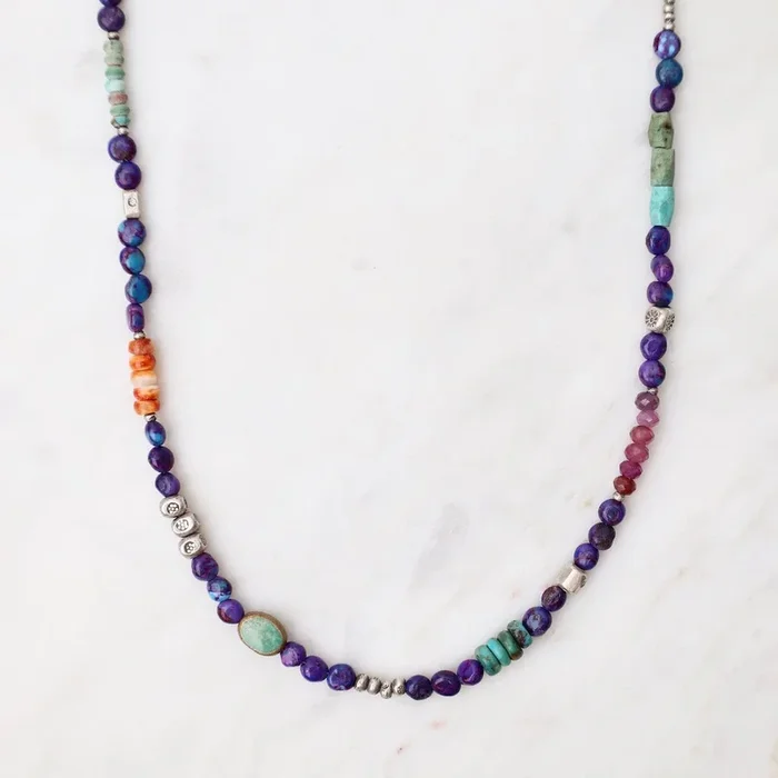 Purple Turquoise & Silver Necklace