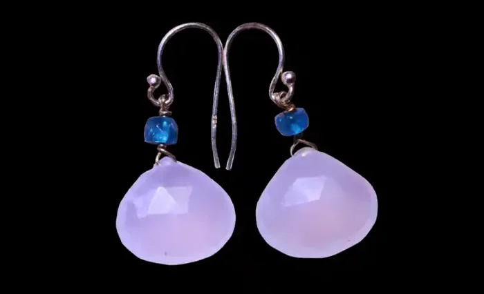 Quality Brazil Blue Chalcedony .925 Silver Earrings JW27
