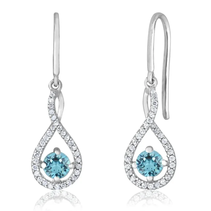 Raindrop Aquamarine Twist Earrings