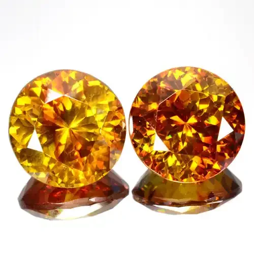 ~RARE~ 23.10 Cts Natural Sphalerite Sunset Orange Round PAIR Spain