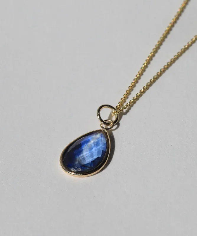 Raw Sapphire Pear Pendant