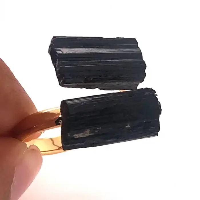 Raw Spiritual black Tourmaline Double Gemstone Ring BR 555