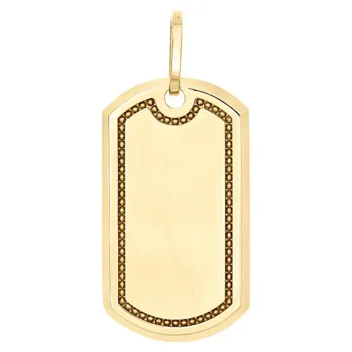 Real 10K Yellow Gold Army Military Style Dog Tag ID Pendant 1.90″ Unisex Charm