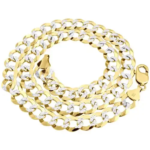 Real 10K Yellow Gold Solid Diamond Cut Cuban Link Chain 11.50mm Necklace 20″-30″