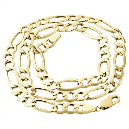 Real 10K Yellow Gold Solid Figaro Chain 6.50mm Necklace Lobster Clasp 18-30 Inch