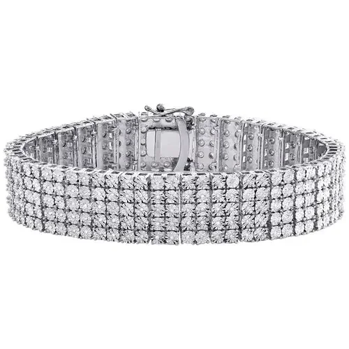 Real Diamond Sterling Silver 5 Row Tennis Bracelet 16mm Miracle Set 6/9 CT.