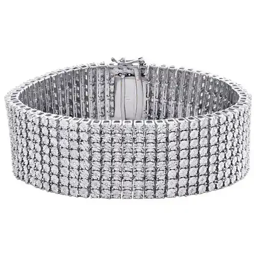 Real Diamond Sterling Silver 8 Row Tennis Bracelet 25mm Miracle Set 1.33 CT.