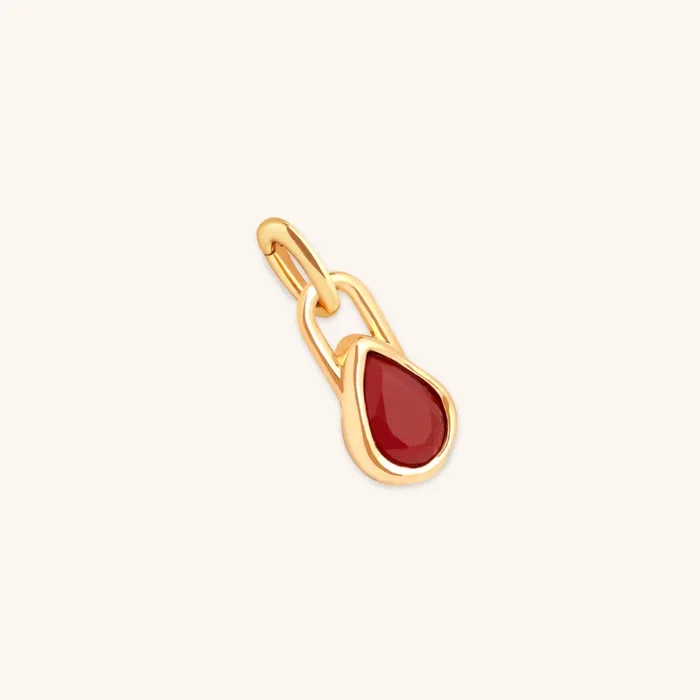 Red Chalcedony July Clip Charm in Gold
