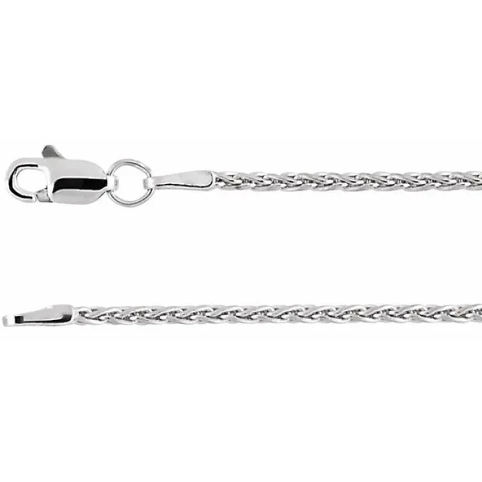 Rhodium-Plated Sterling Silver 1.5 mm Wheat 7″ Chain