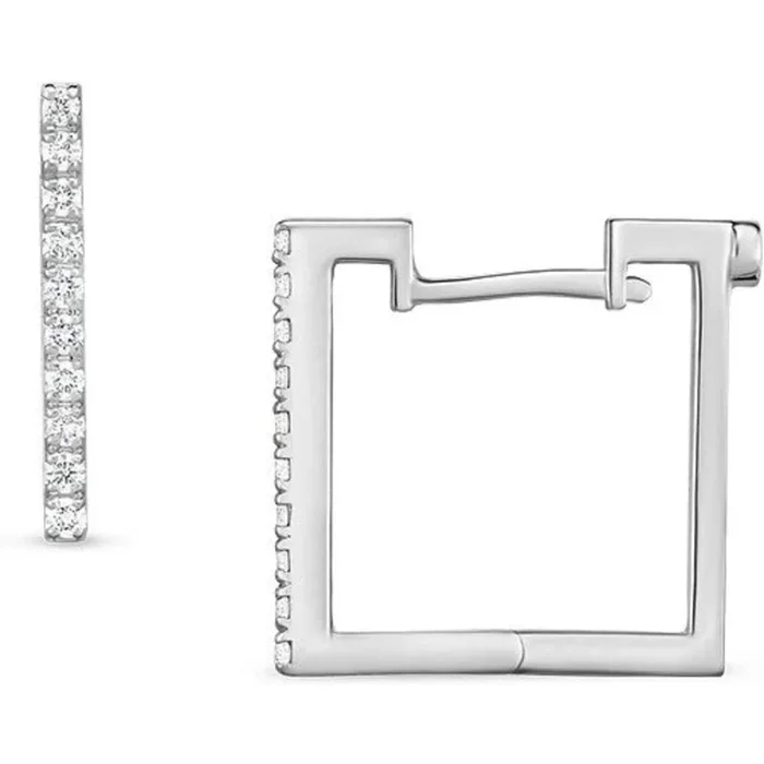 Roberto Coin – Diamond Square Hoop Earrings in 18K White Gold