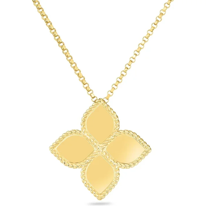Roberto Coin – Princess Flower Pendant Necklace in 18K Yellow Gold