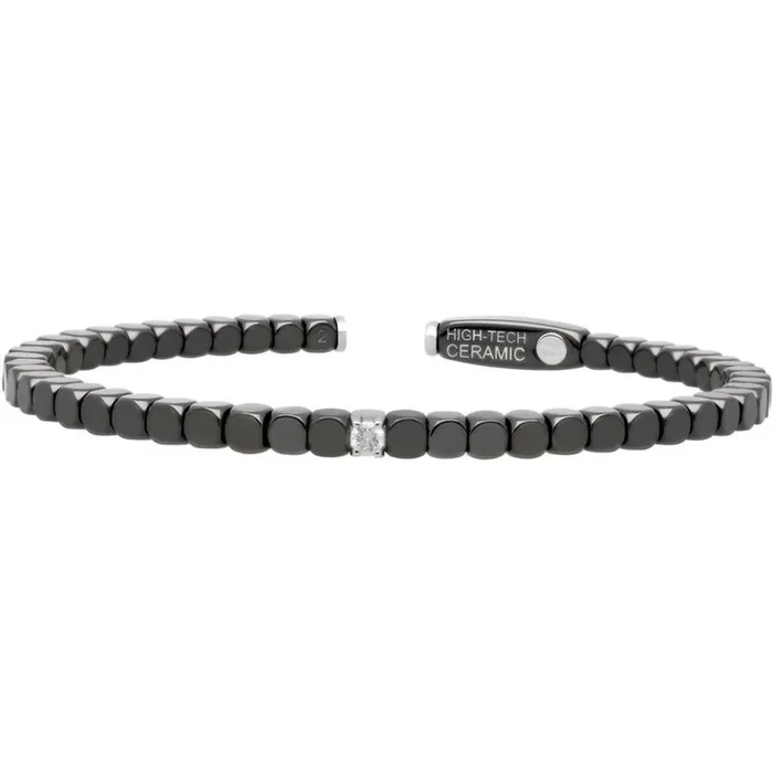 Roberto Demeglio – Black Ceramic Bangle With 1 Diamond in 18K White Gold