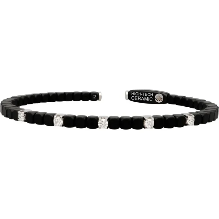 Roberto Demeglio – Matte Black Ceramic Bangle With 5 Diamonds in 18K White Gold