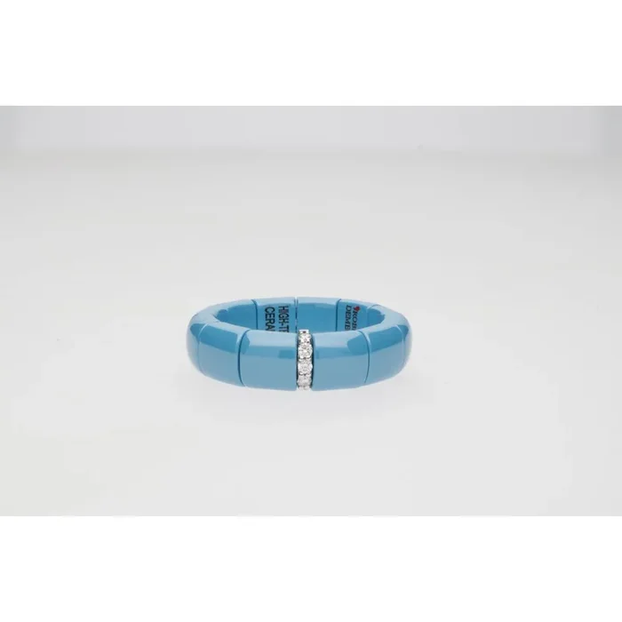 Roberto Demeglio – Teal Ceramic Ring With 1 Diamond Section in 18K White Gold