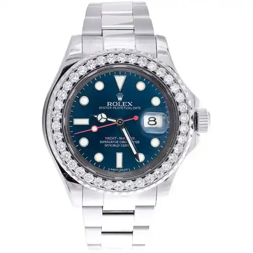 Rolex Yacht-Master Ref 116622 Blue Dial 40mm Sport Watch Diamond Bezel 2.55 CT