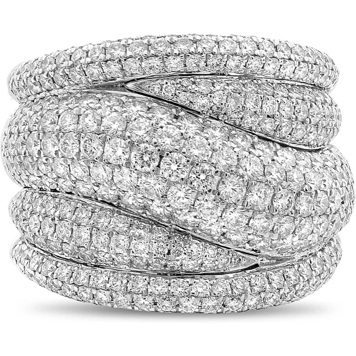 Roman & Jules 14K White Gold 2.75 Carat Wide Overlapping Diamond Pave Ring