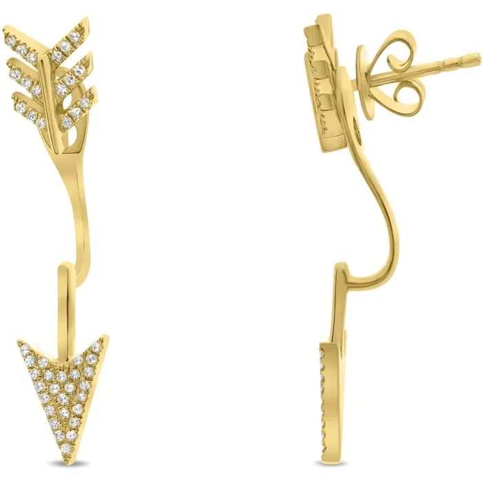 Roman & Jules 14K White Gold Diamond Arrow Stud Earrings – 0.21 Carat Total Diamond Weight